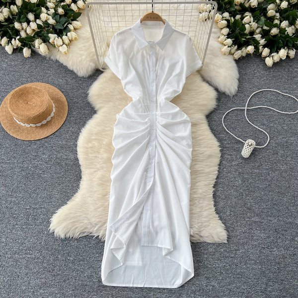 Slim-fit Pleated Shirt Dress