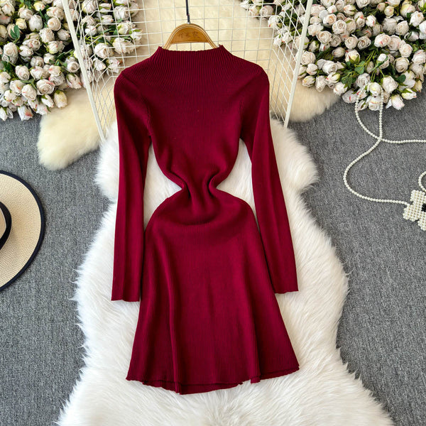 Hand-stitched Buttons Bottoming Knit Dress