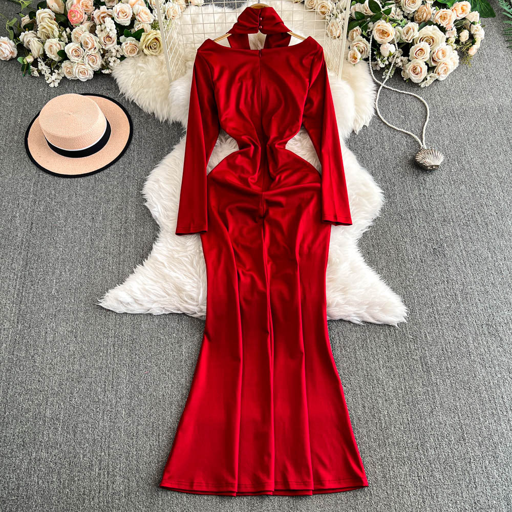 Sexy Waist-slimming Fishtail Halter Dress