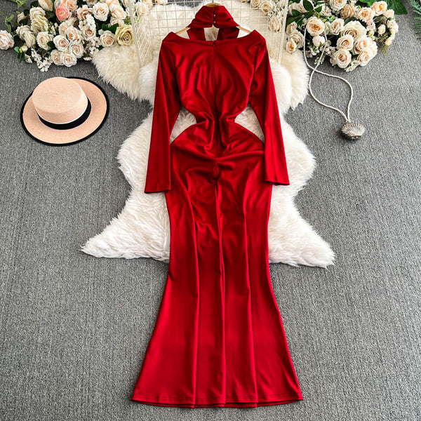 Sexy Waist-slimming Fishtail Halter Dress