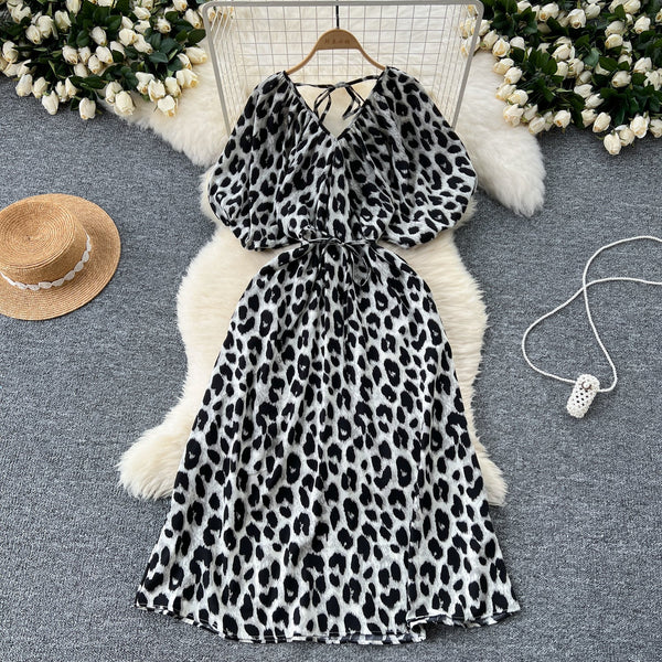 V-neck Pattern Printed Vintage Dress
