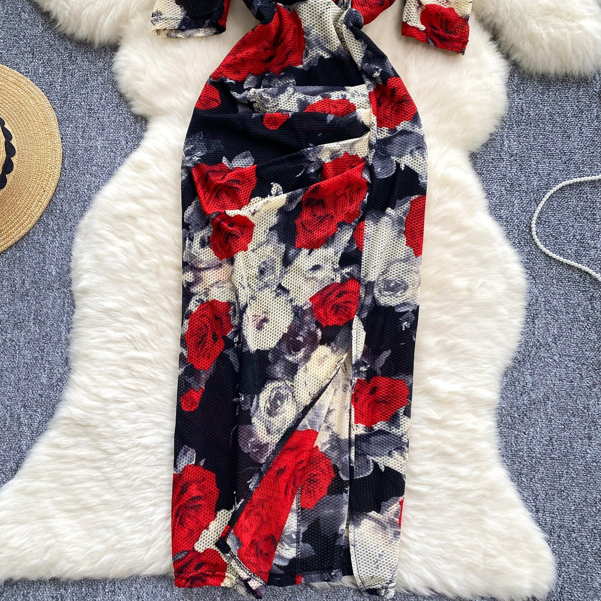 High-end Pleated Floral Printed Dress