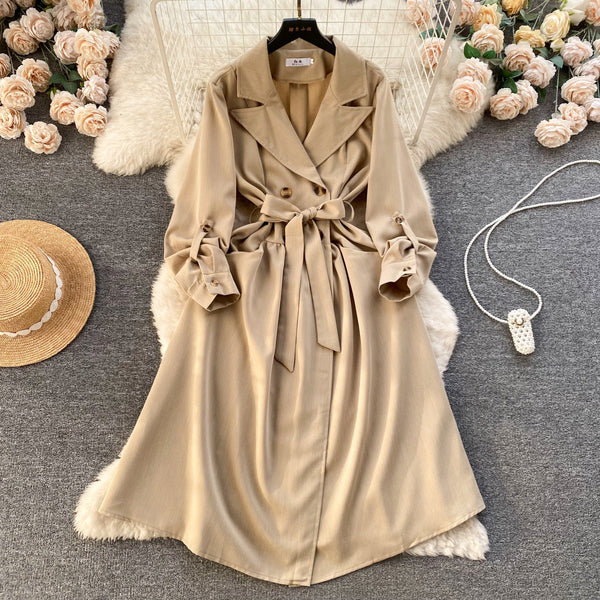 Premium Double-breasted Suit Collar Dress
