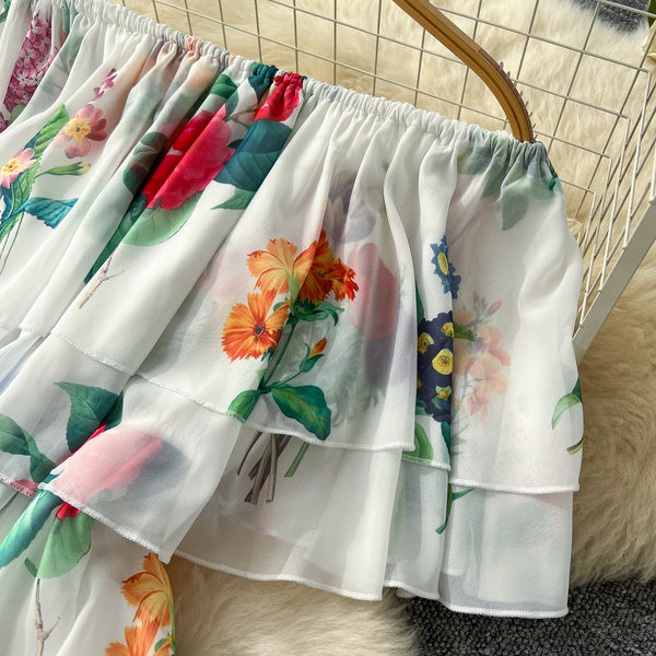 Fairy Off-shoulder Ruffled Floral Dress