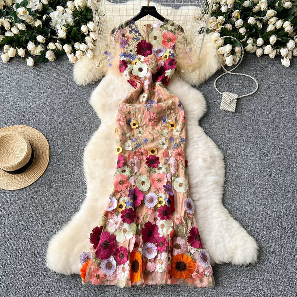 Niche 3d Flower Embroidered Dress