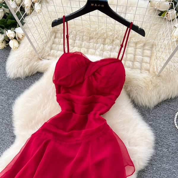Irregular Design Ruffled Slip Dress