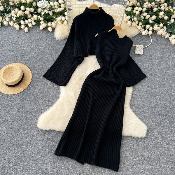 Outwear Sweater&Knitted Dress 2Pcs