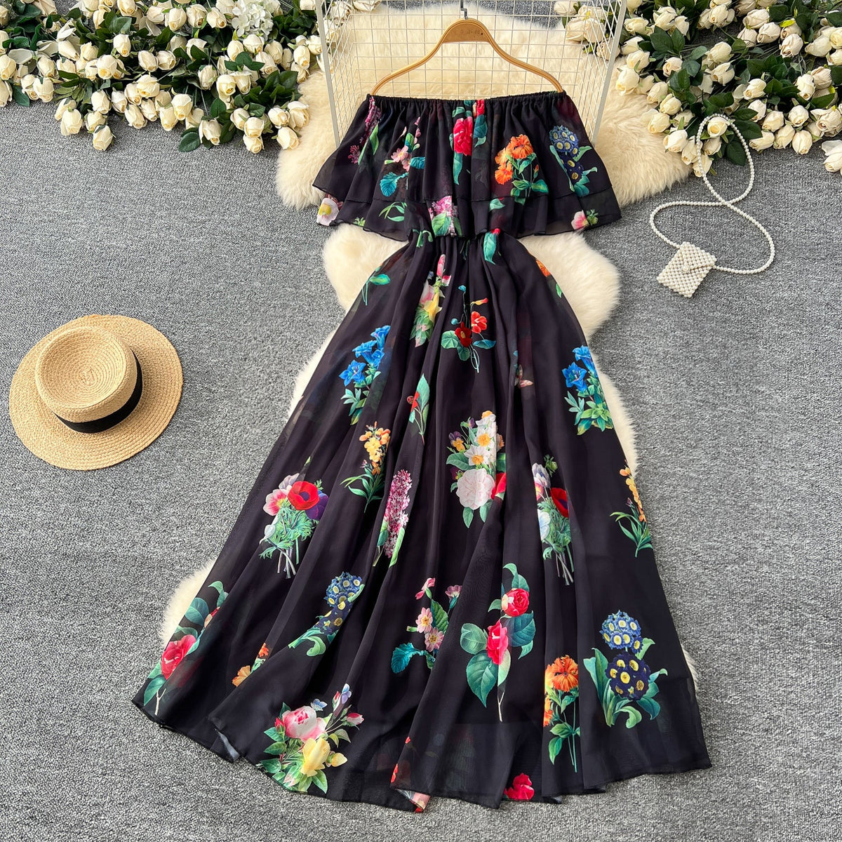 Fairy Off-shoulder Ruffled Floral Dress