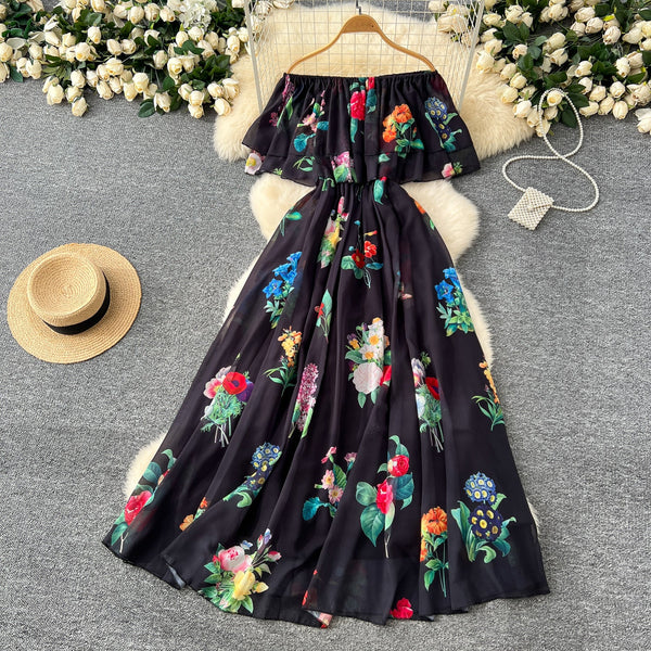 Fairy Off-shoulder Ruffled Floral Dress