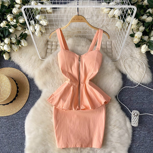 Sexy Zipped Patchwork Slip Dress