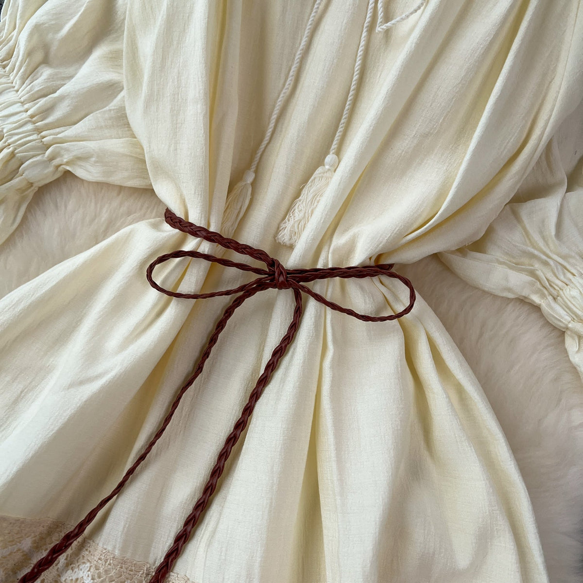 Bohemia Puffy Sleeve Fringed Dress