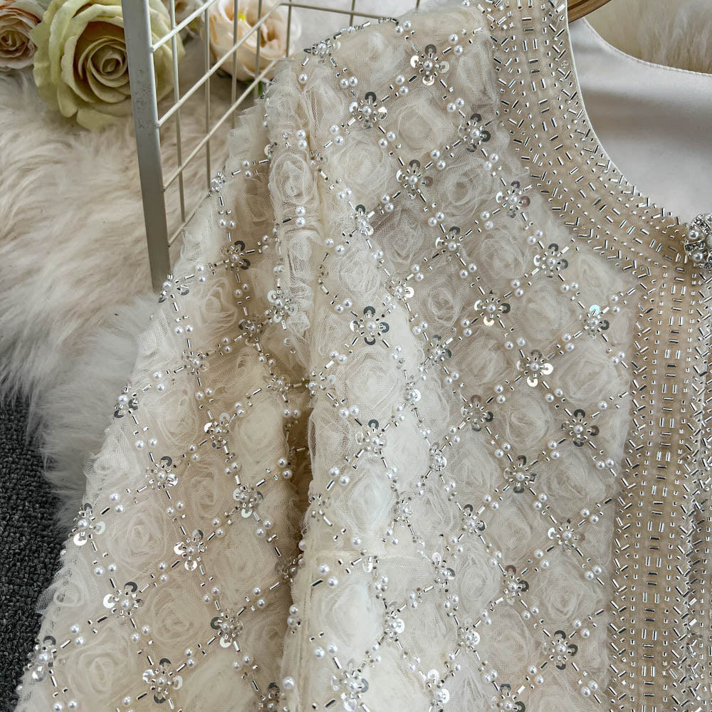 Beaded Cardigan&Vest Dress 2Pcs