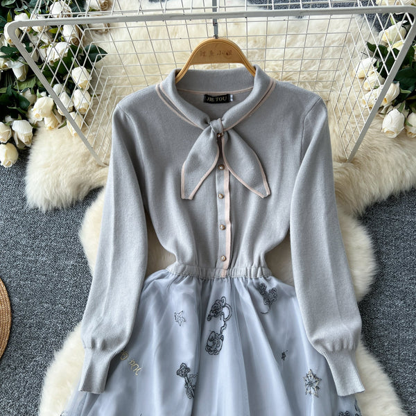 Fairy Embroidered Mesh Shirt Dress