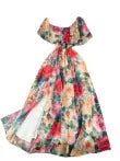 Fairy Ruffled Neckline Floral Dress