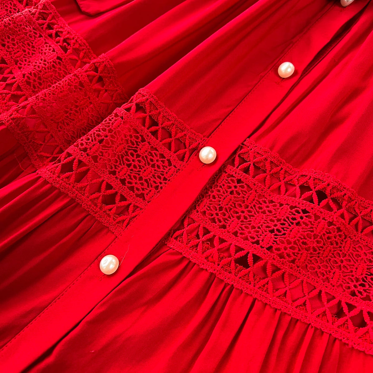 Solid Color Lace Patchwork Dress