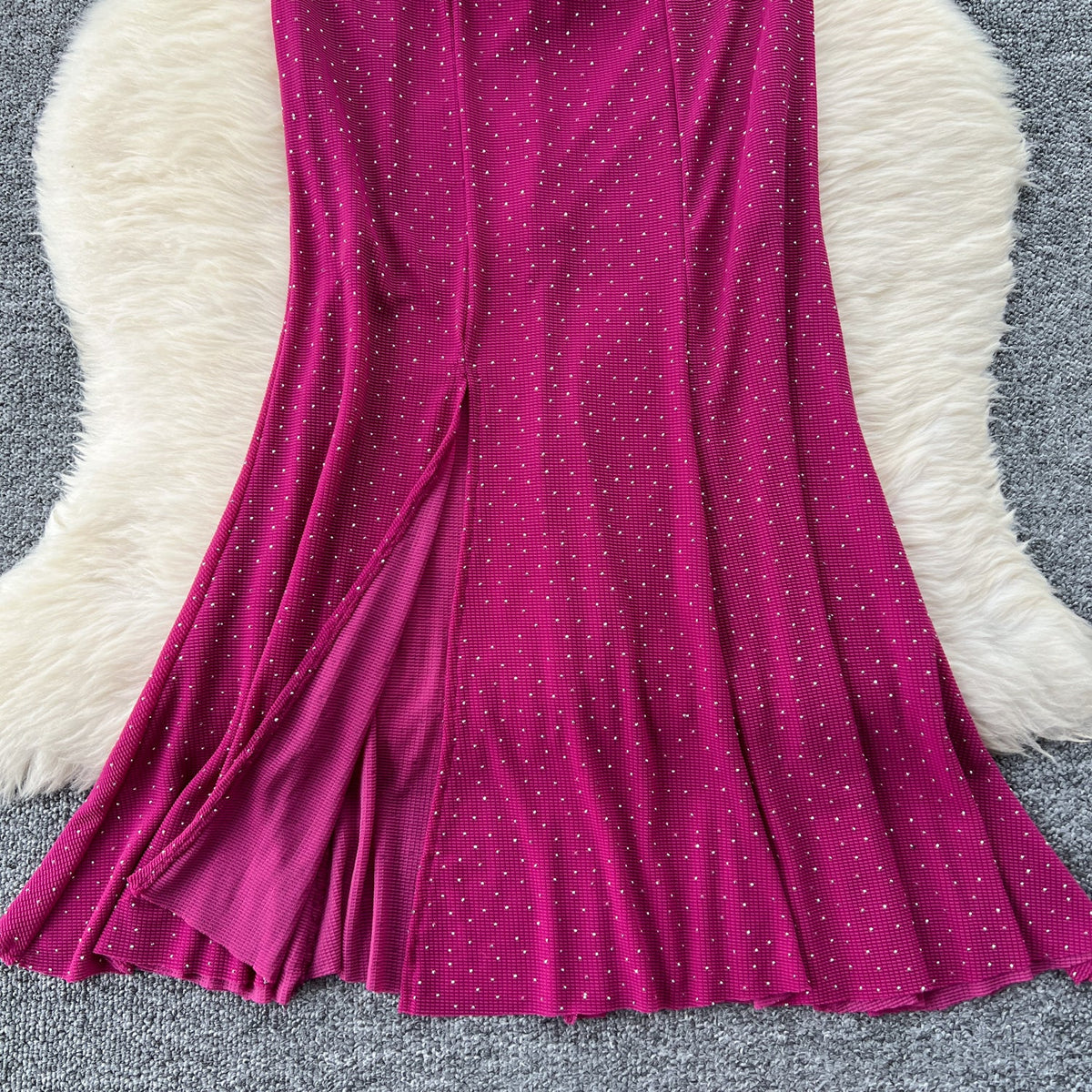 Draped Neckline Split Fishtail Dress