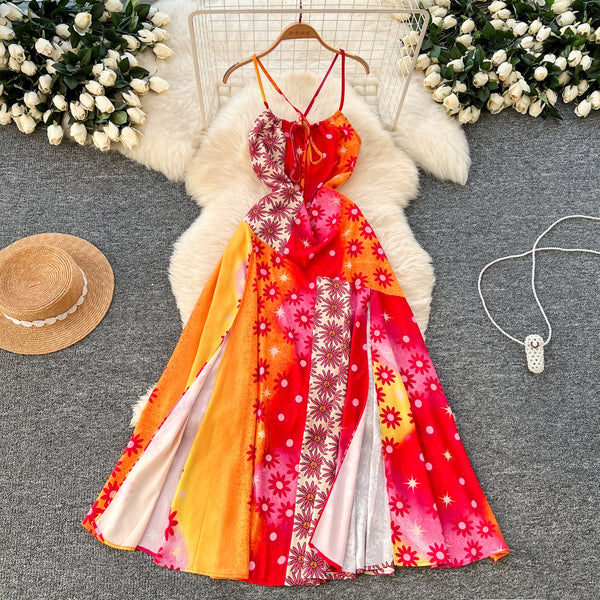 Bohemia Style Printed Halter Dress