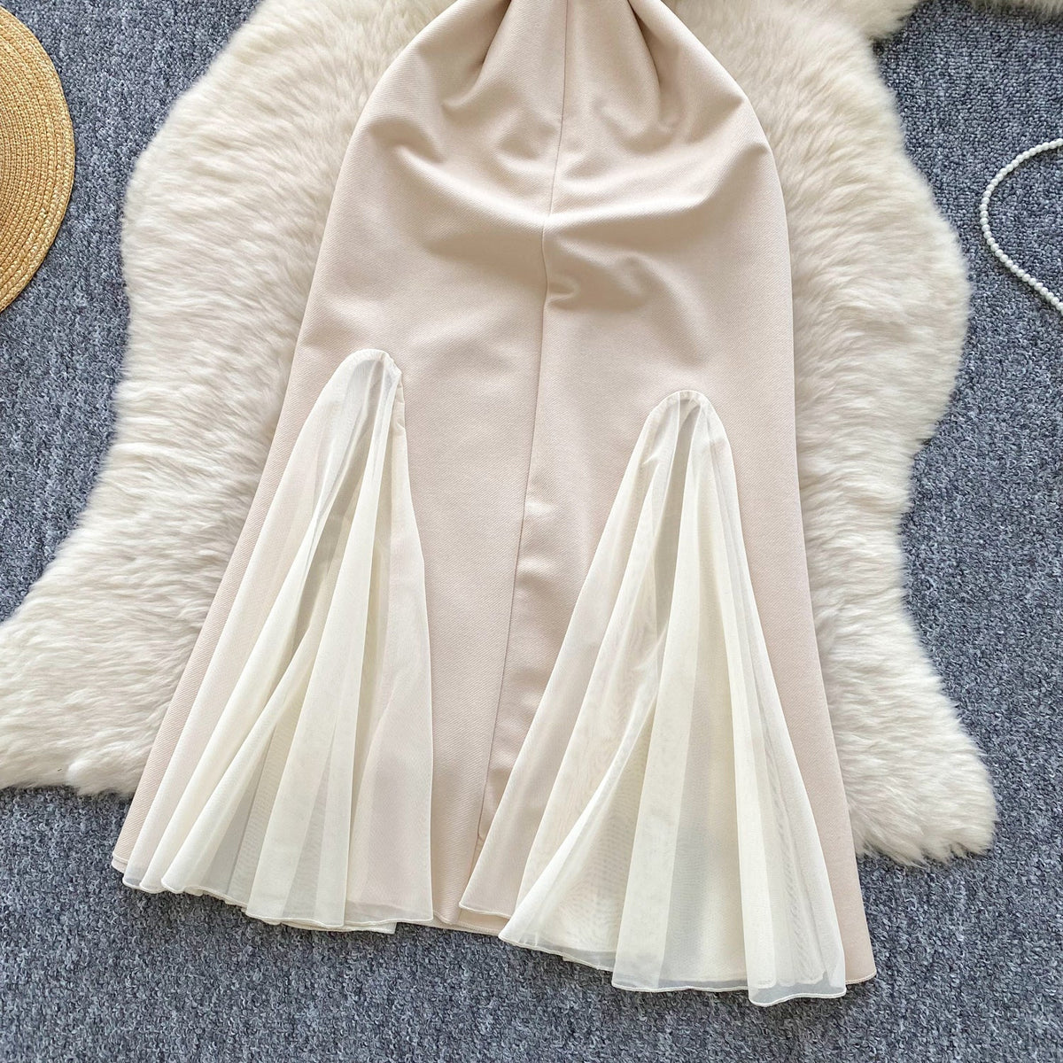 Mesh Patchwork Fishtail Slip Dress