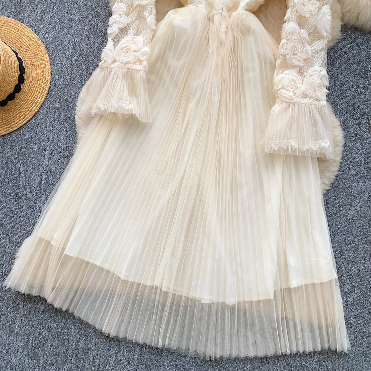 3D Floral Patchwork Mesh Dress