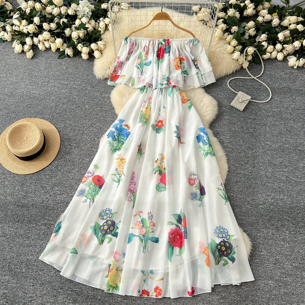Fairy Off-shoulder Ruffled Floral Dress