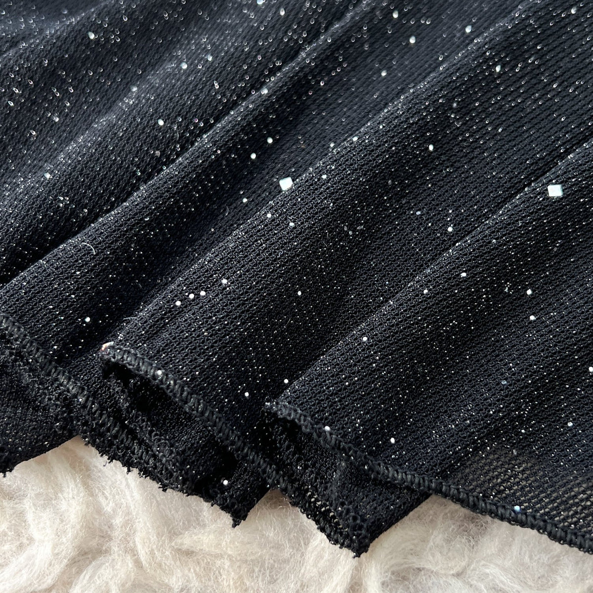 Off-shoulder Sequined Black Dress
