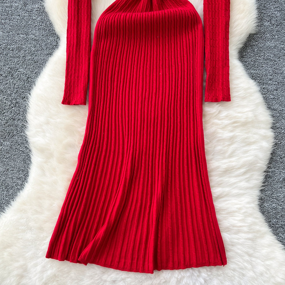 3d Flower Knitted Dress with Choker