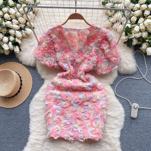 3D Colorful Flower Fairy Dress