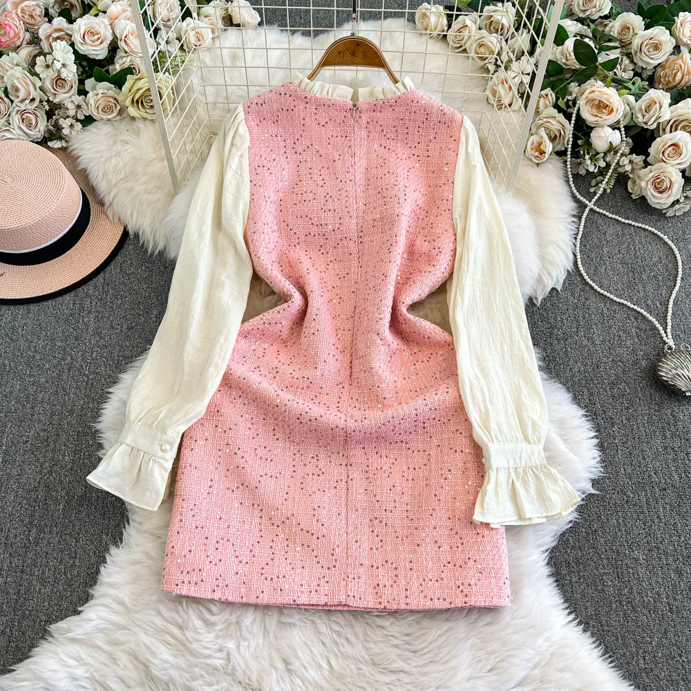 French Style Beaded Patchwork Dress