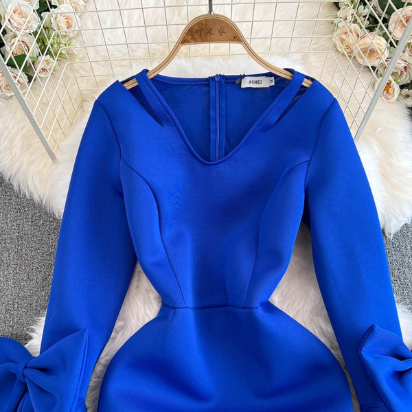 Premium Ruffled Sleeve Fishtail Dress