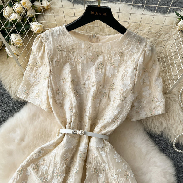 Premium Apricot Embroidered Party Dress