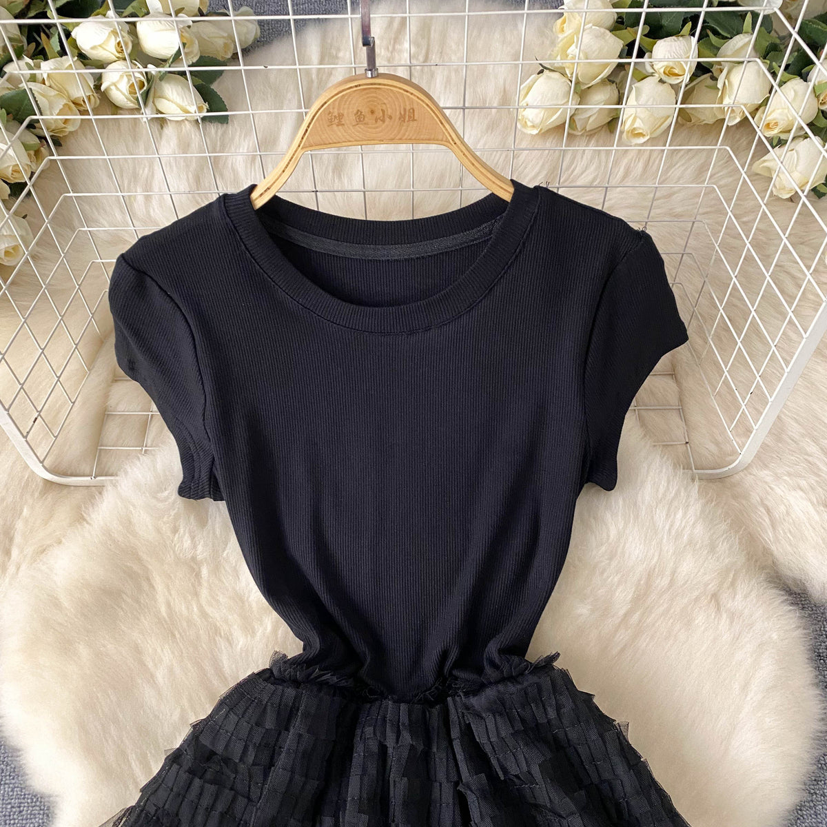 High-end Layered Mesh Patchwork Dress