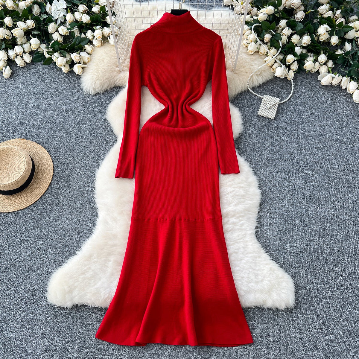 Bodycon Solid Color Knitted Dress