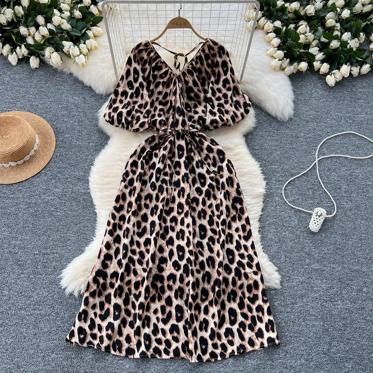 V-neck Pattern Printed Vintage Dress
