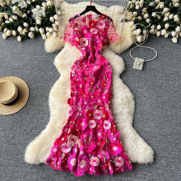 Niche 3d Flower Embroidered Dress