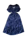 French Style V-neck Floral Chiffon Dress