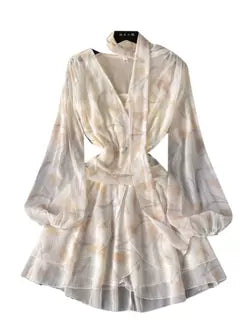 Fairy Floral Mesh Dress&Camisole 2Pcs