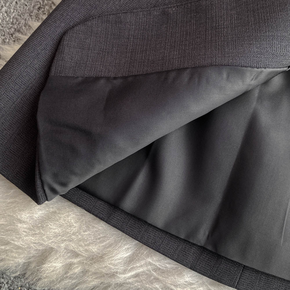OL Outfit Pleated Black Suit Dress