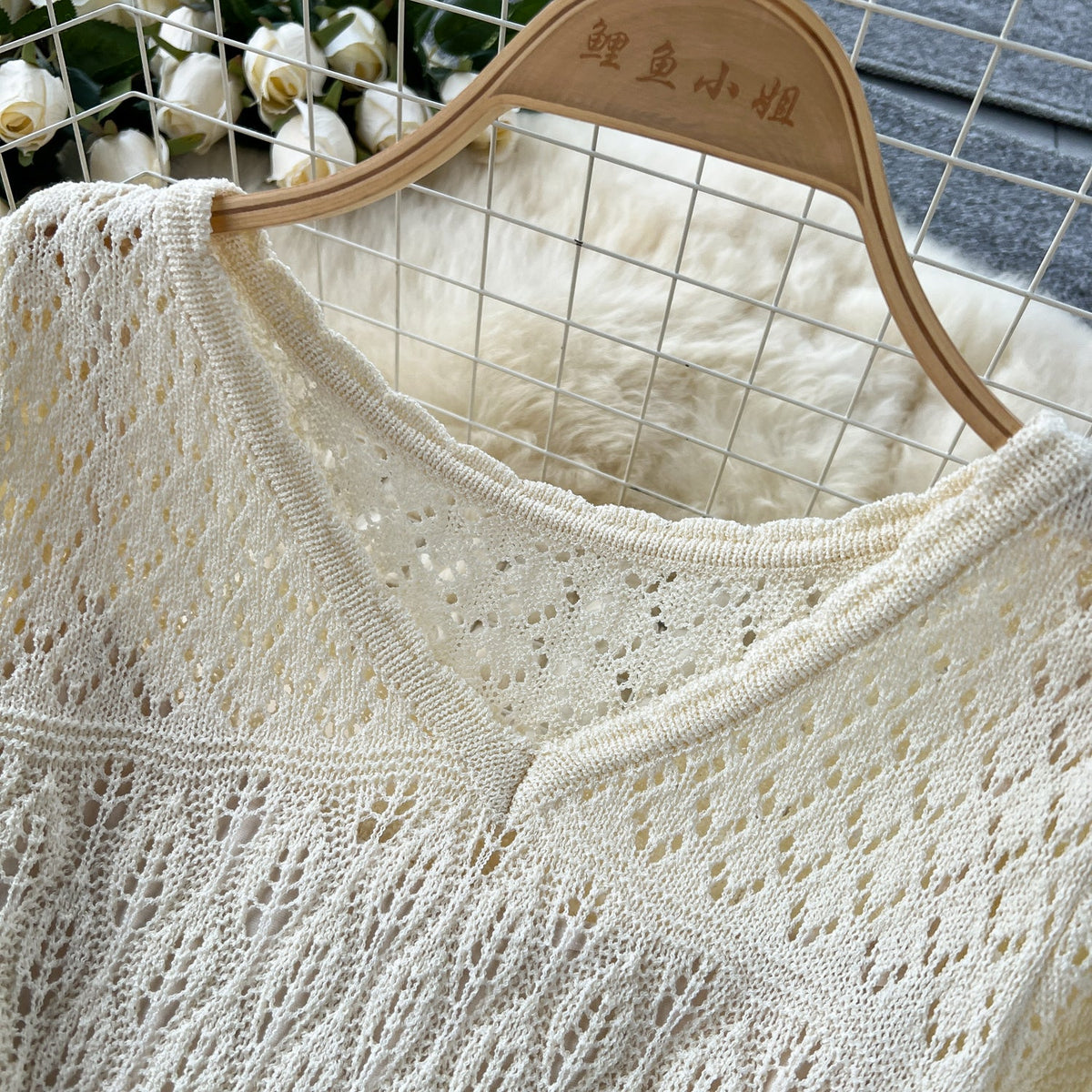 Elegant Hollowed Crochet Knitted Dress