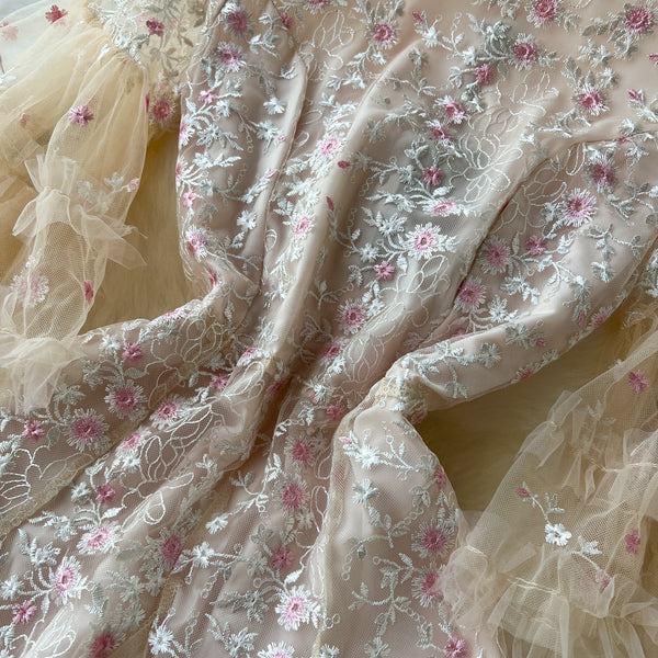 Fairy Floral Embroidered Mesh Dress