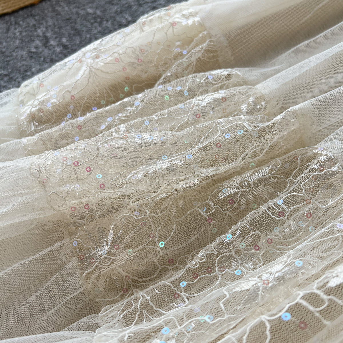Delicate Sequined Lace Patchwork Dress