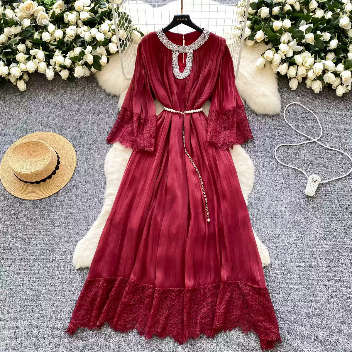 Rhinestone Studded Mesh Patchwork Dress