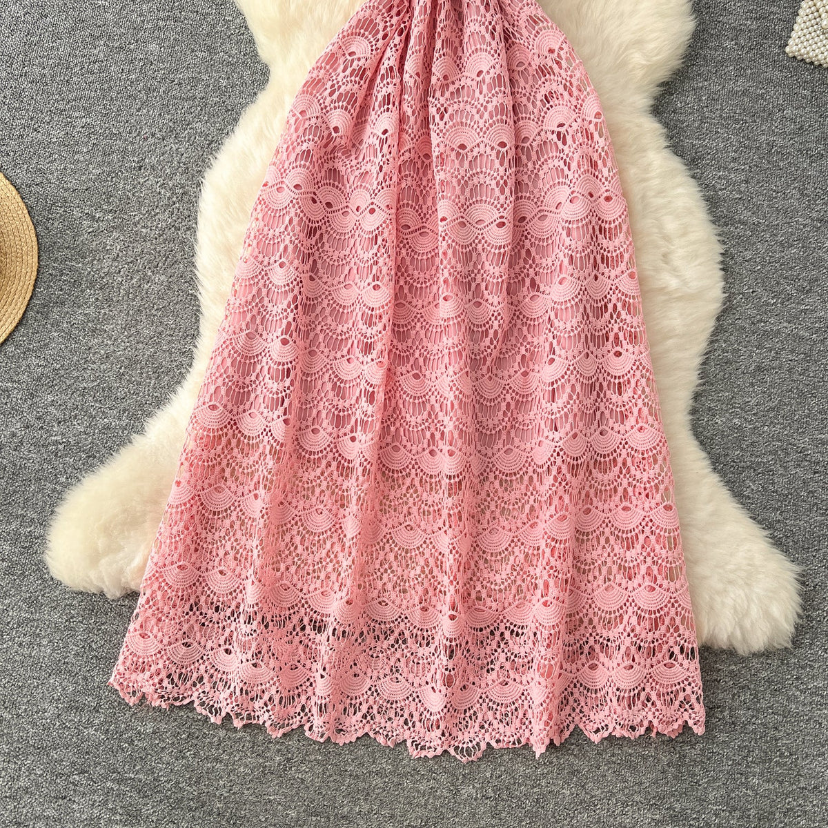 Delicate Hollowed Crochet Lace Dress