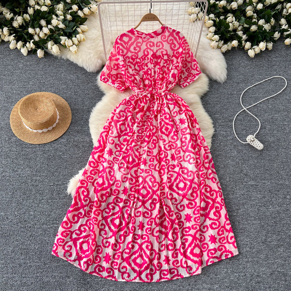 Floral Printed Pleated Chiffon Dress