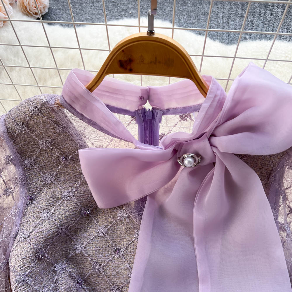 Beaded Bow Embroidered Fairy Dress