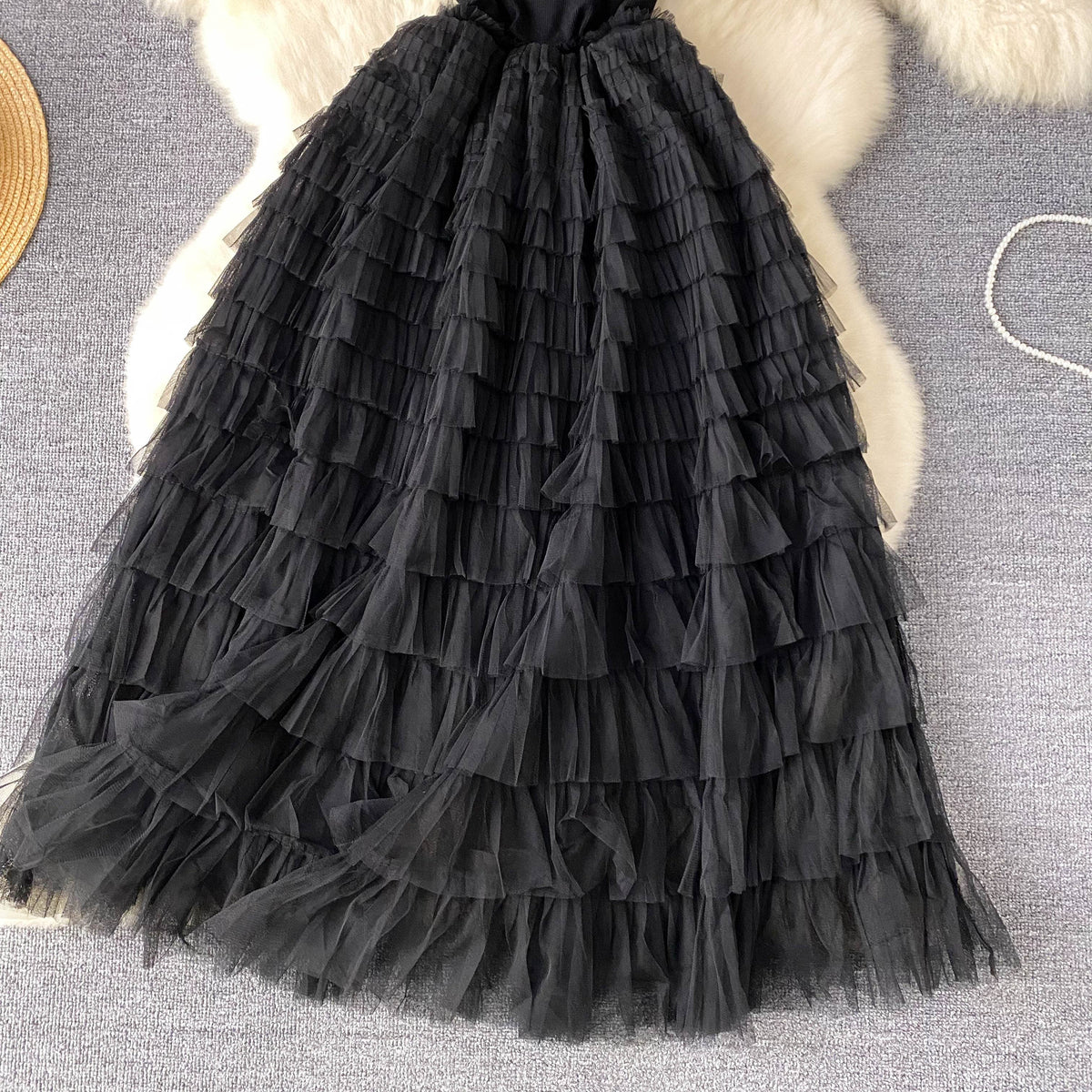 High-end Layered Mesh Patchwork Dress