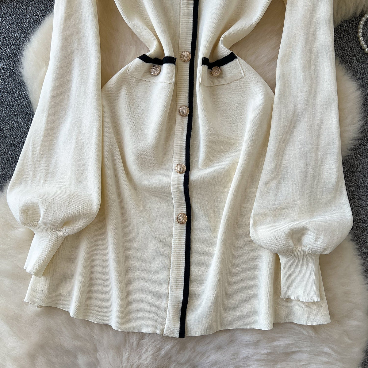 Black&White Bow Knitted Dress