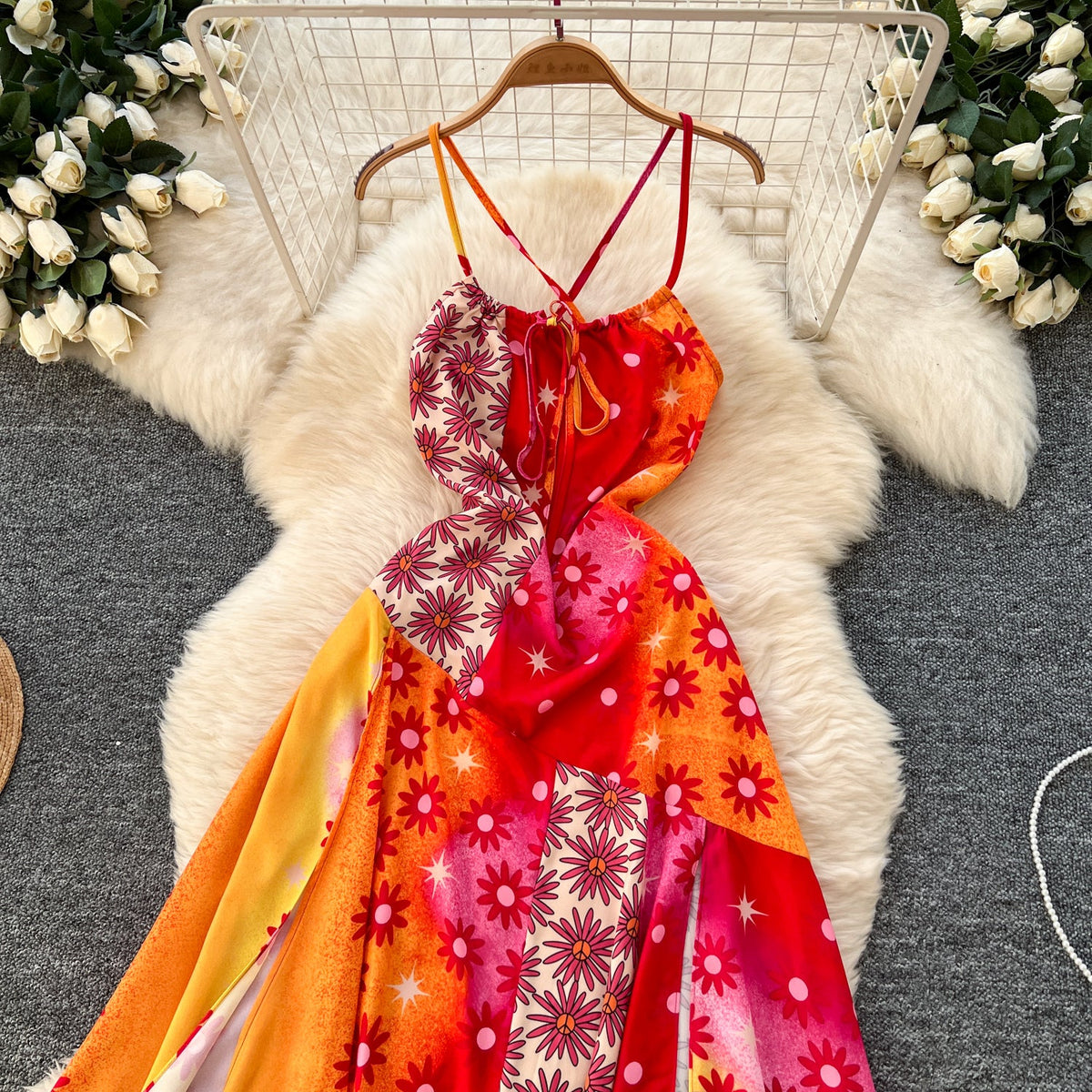 Bohemia Style Printed Halter Dress