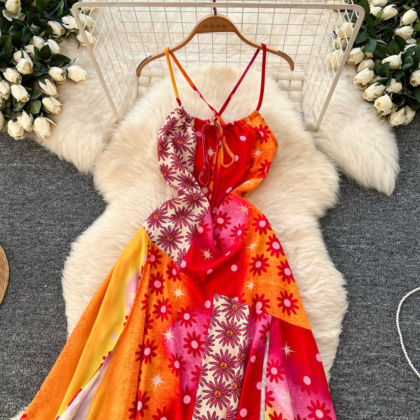 Bohemia Style Printed Halter Dress