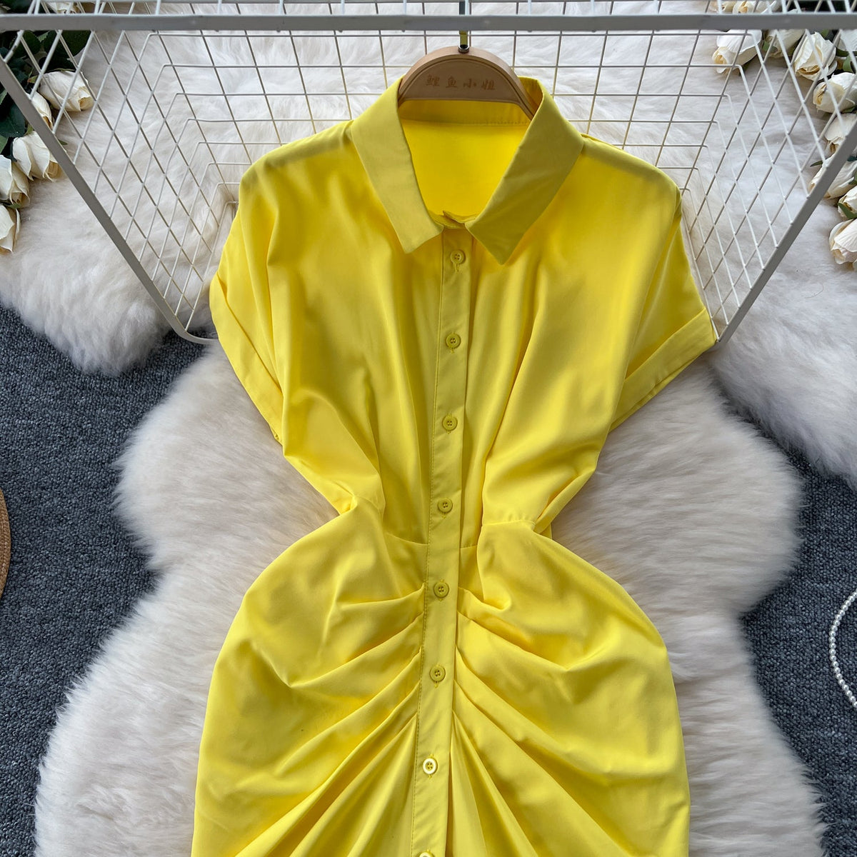 Slim-fit Pleated Shirt Dress