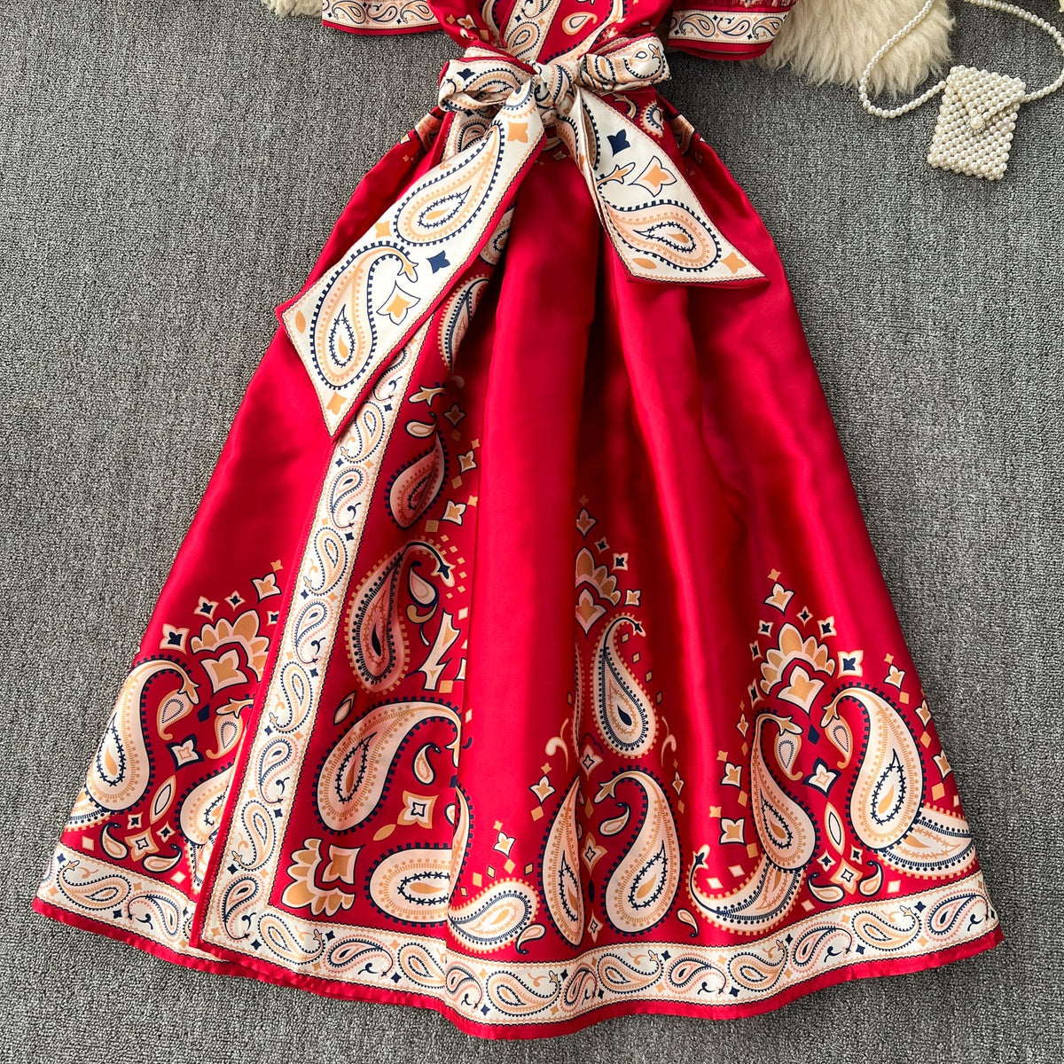 Courtly Floral Printed One-piece Dress